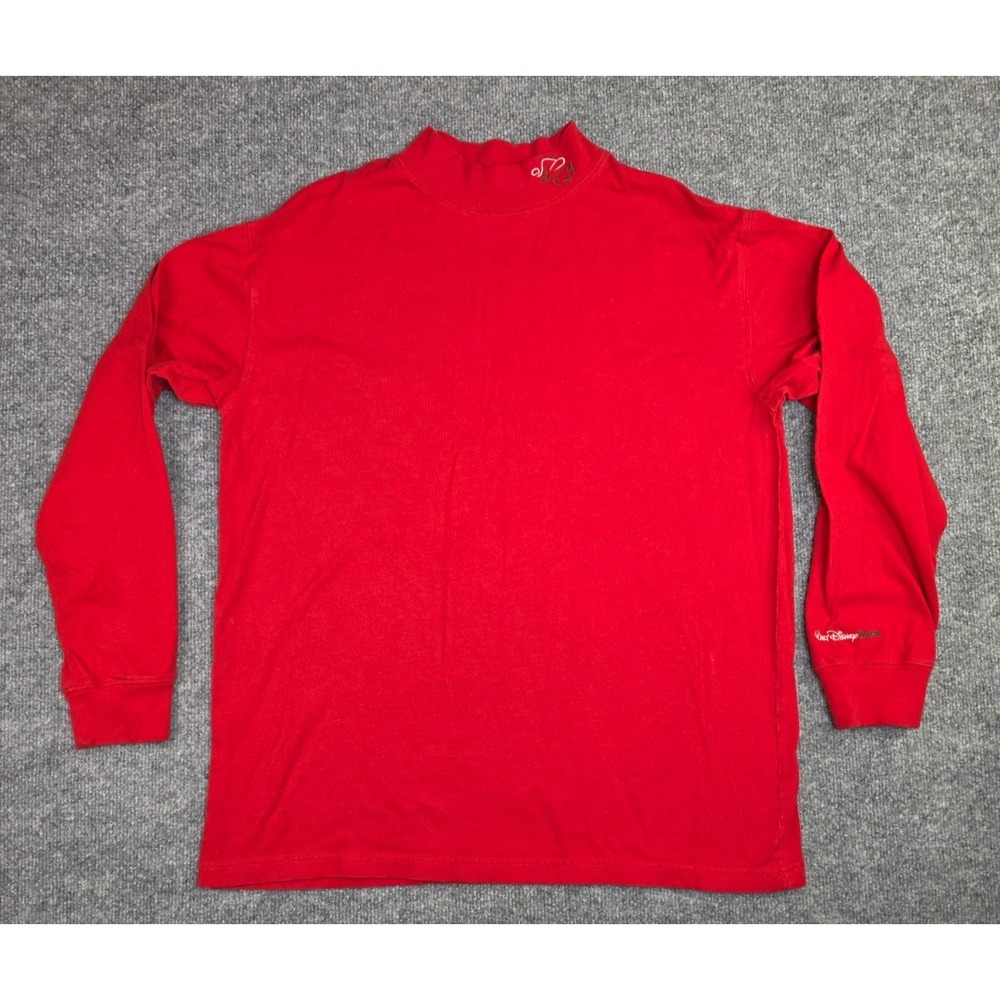 Vintage Mickey Mouse Disney World Men's Large Shirt Red Embroidered Long Sleeve